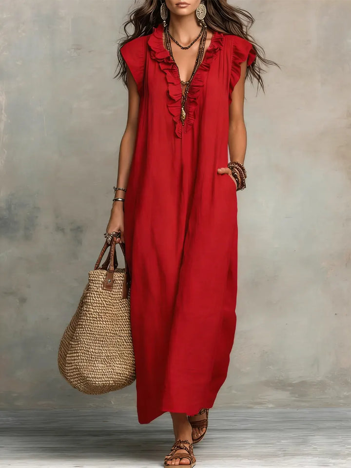 Corin | Flowy Linen Boho Maxi Dress