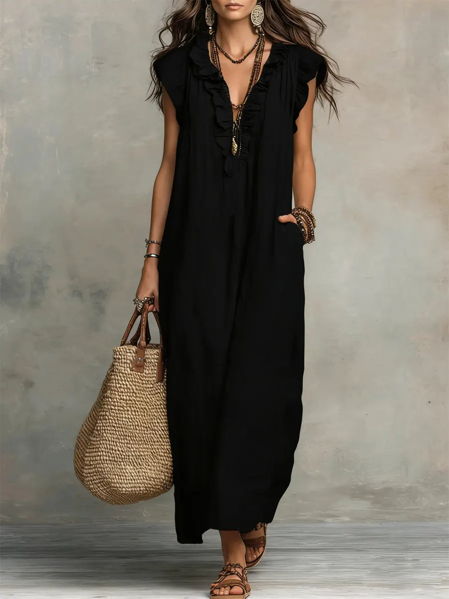 Corin | Flowy Linen Boho Maxi Dress