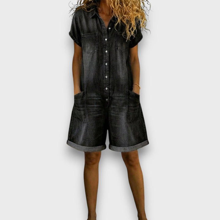 Saylor | Vintage short Denim-Look Overalls