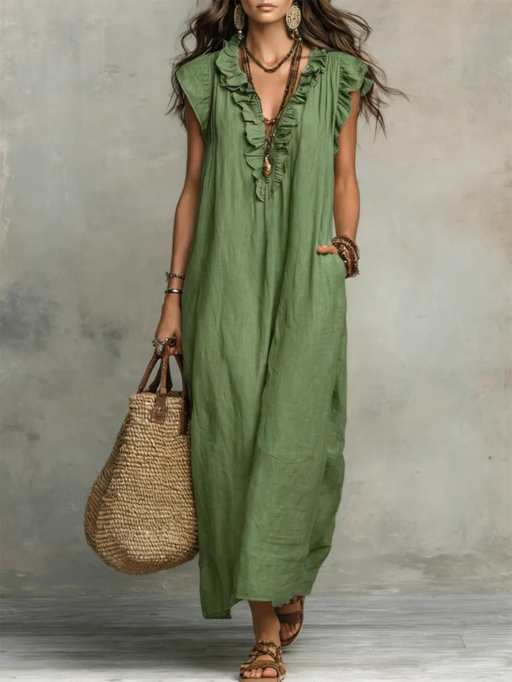 Corin | Flowy Linen Boho Maxi Dress