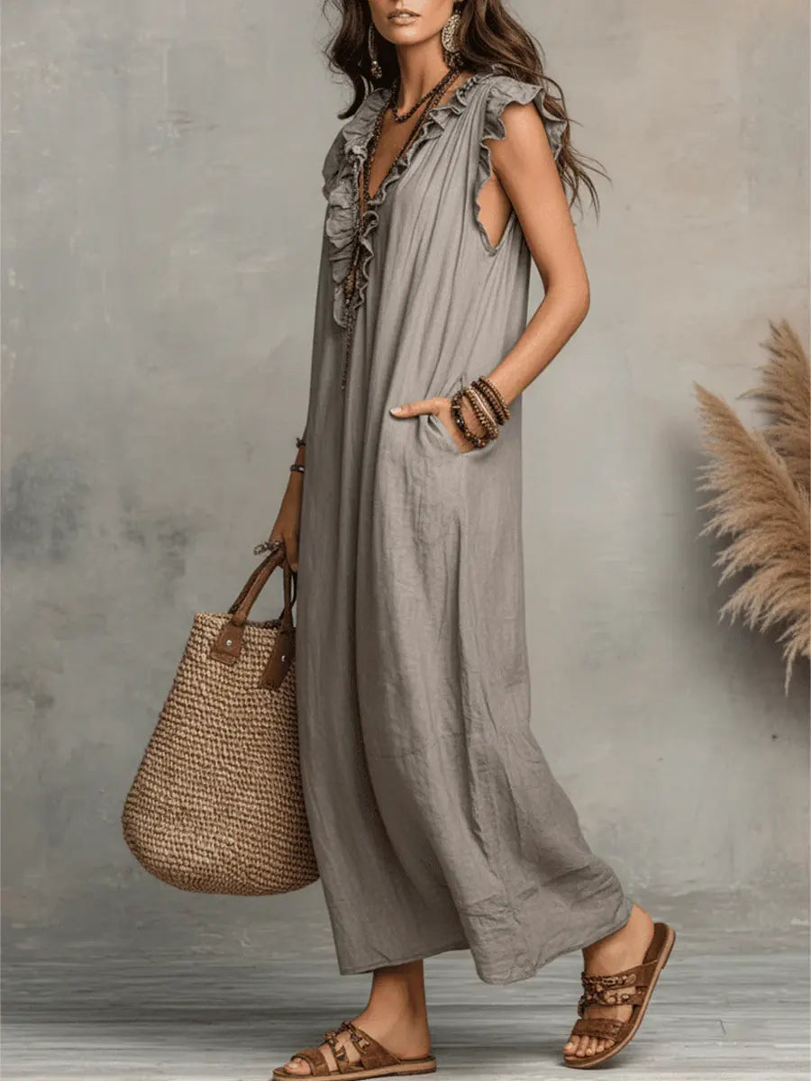 Corin | Flowy Linen Boho Maxi Dress