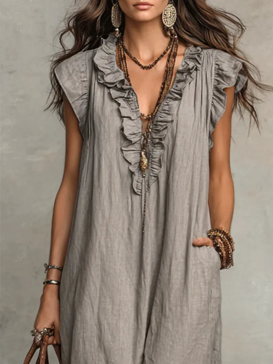 Corin | Flowy Linen Boho Maxi Dress