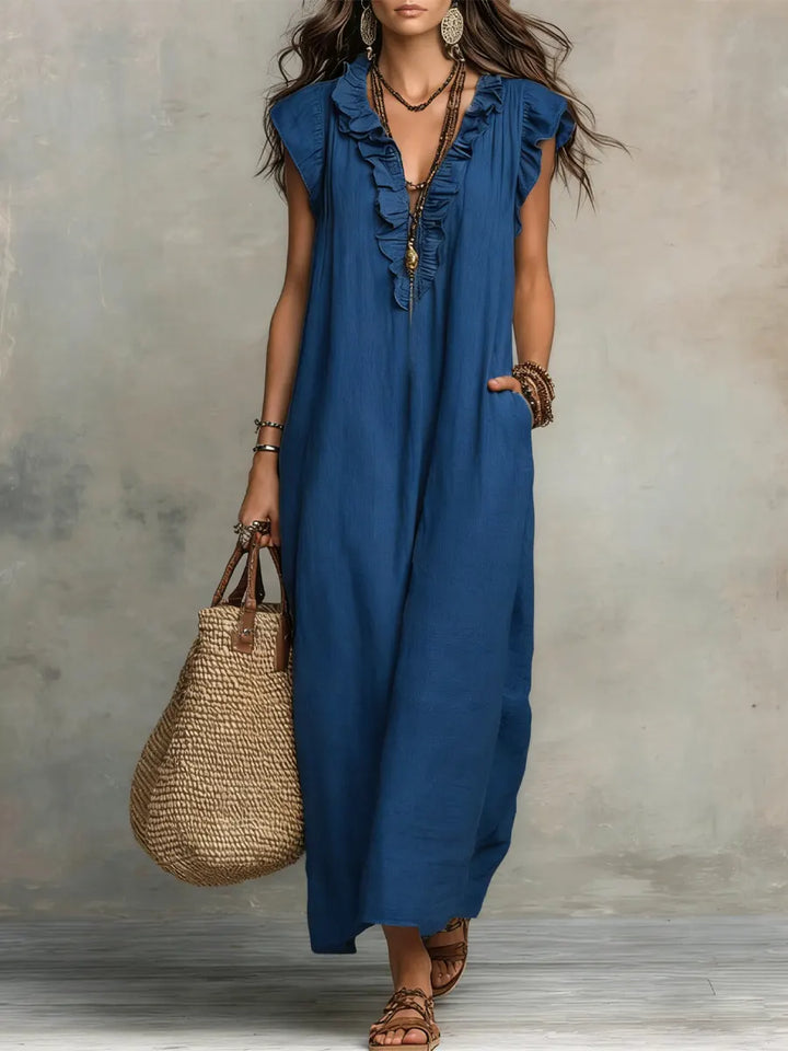 Corin | Flowy Linen Boho Maxi Dress