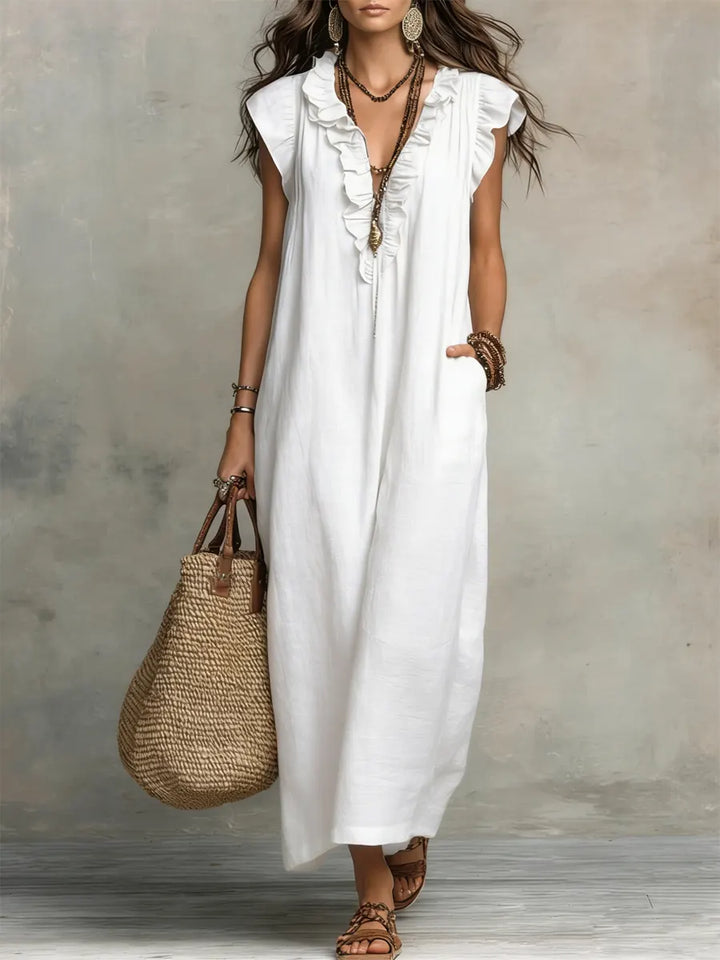 Corin | Flowy Linen Boho Maxi Dress