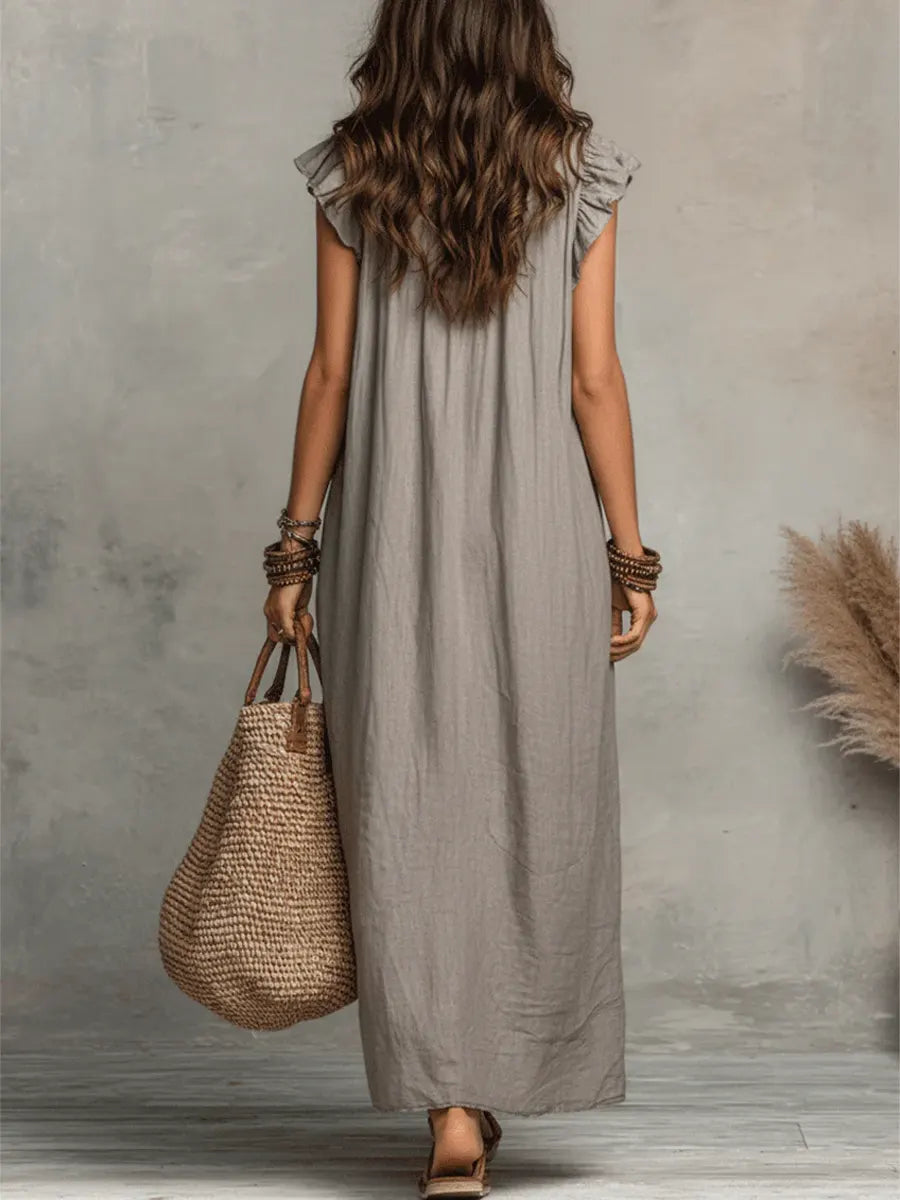 Corin | Flowy Linen Boho Maxi Dress