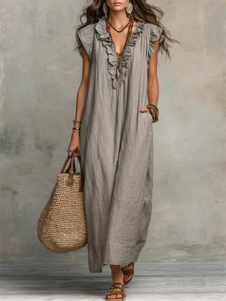 Corin | Flowy Linen Boho Maxi Dress