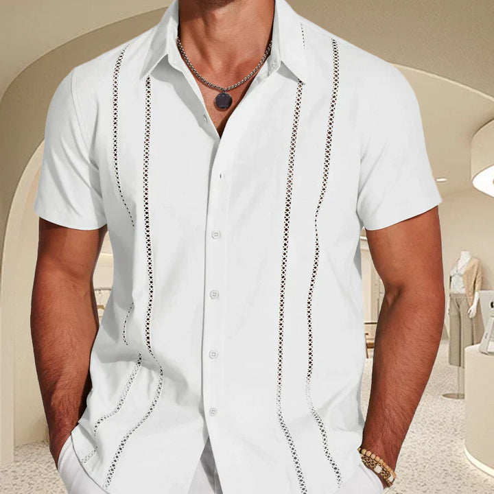 Magnus | Relaxed Fit Embroidered Guayabera Shirt