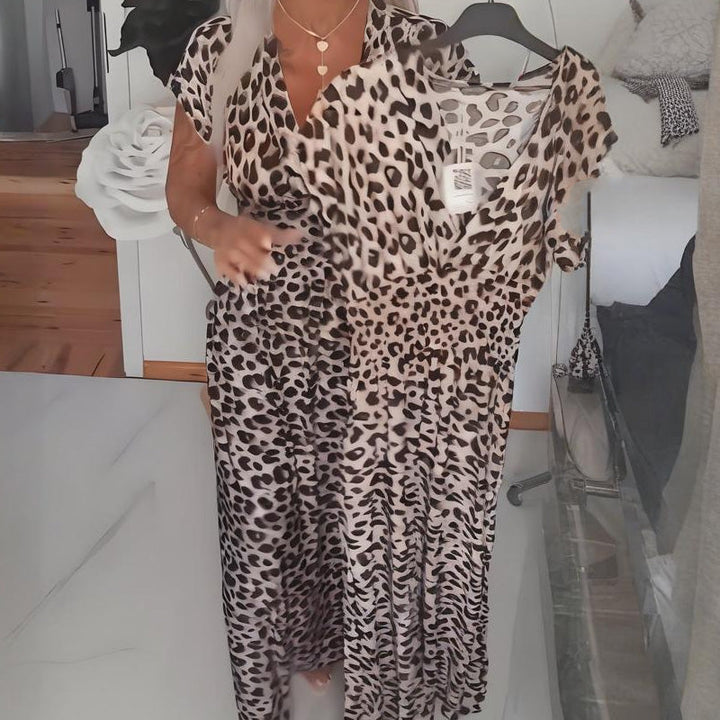 Kelly | Leopard Print V-Neck Maxi Dress